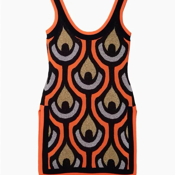 H&M x Rabanne Glittery Jacquard Knit Mini Dress Top - Picture 2 of 5